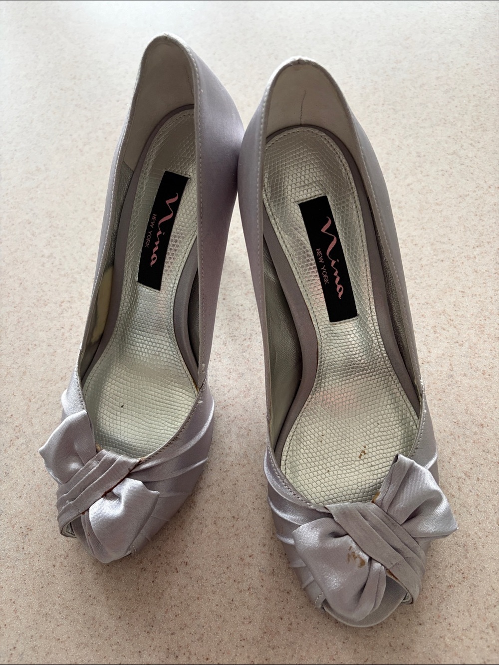 Satin evening shoes